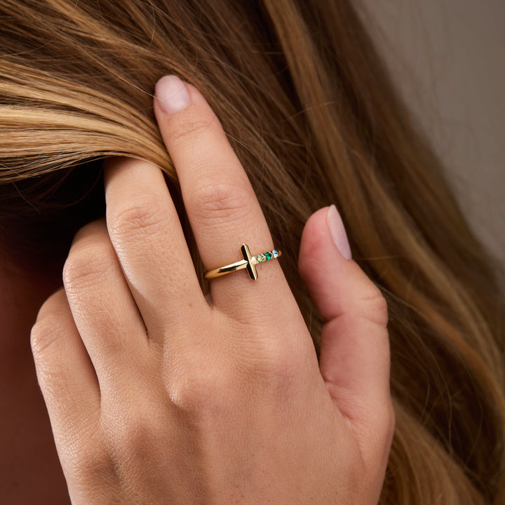 Custom Cross Birthstone Ring