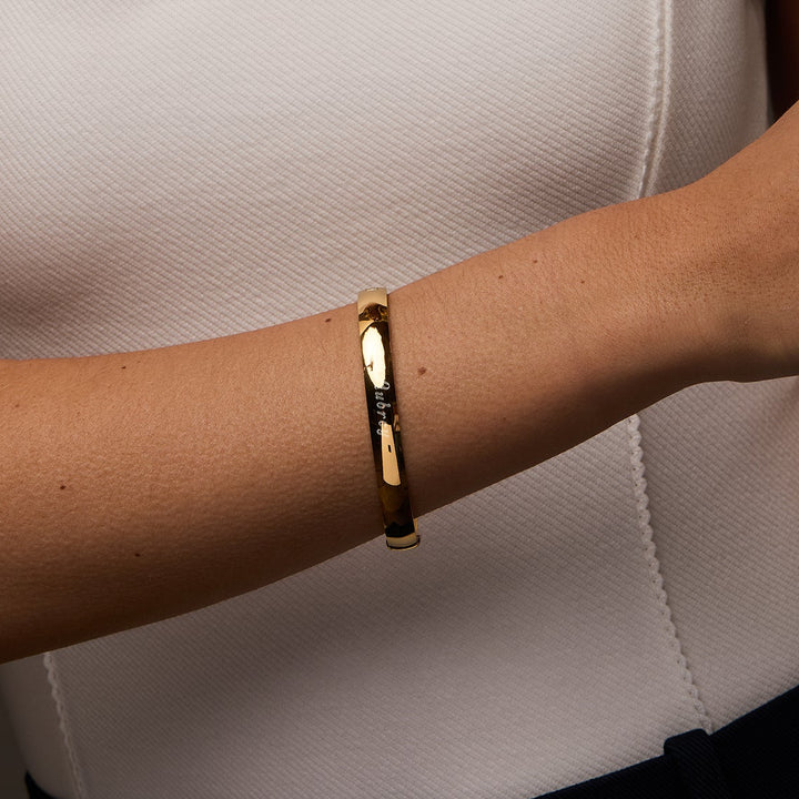 Gold Engraved Oval Bangle Bracelet