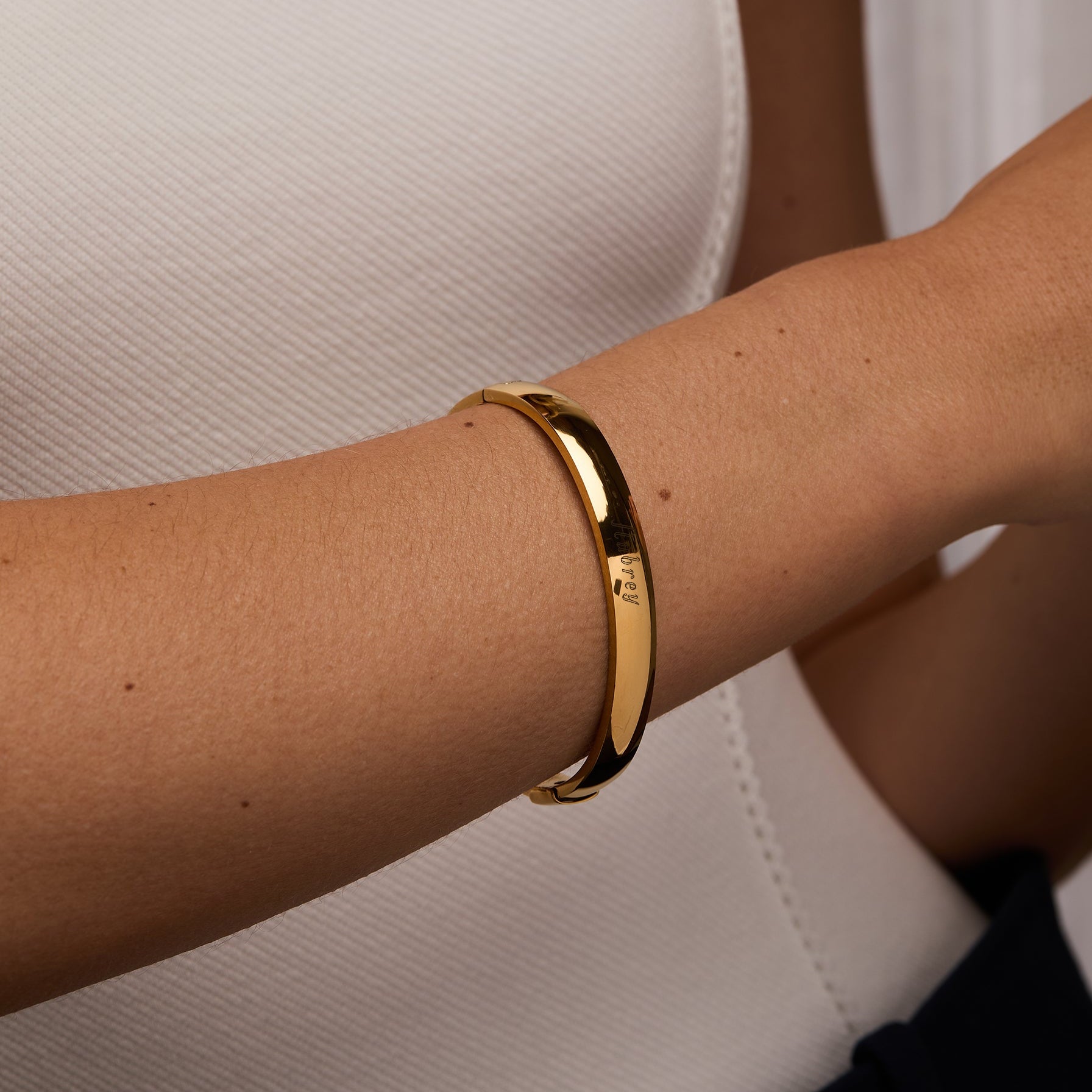 Gold Plated Oval Bangle – Mill Rock East