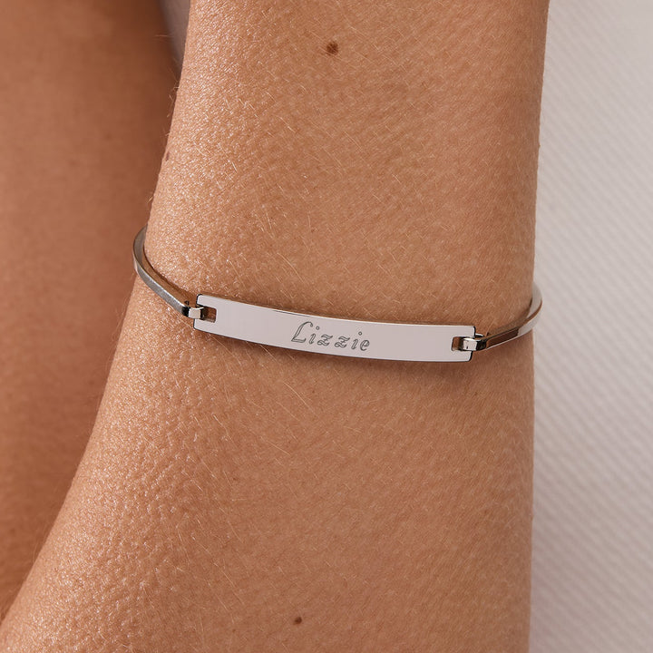 Ladies Simple Thin Bangle ID Bracelet