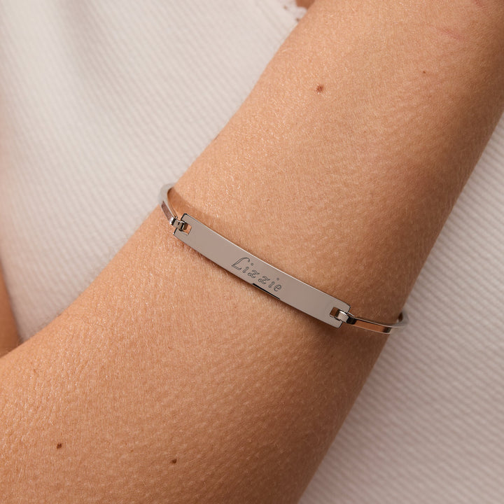 Ladies Simple Thin Bangle ID Bracelet