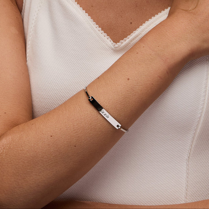 Ladies Simple Thin Bangle ID Bracelet