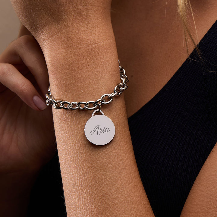 Stainless Steel Round Tag Bracelet