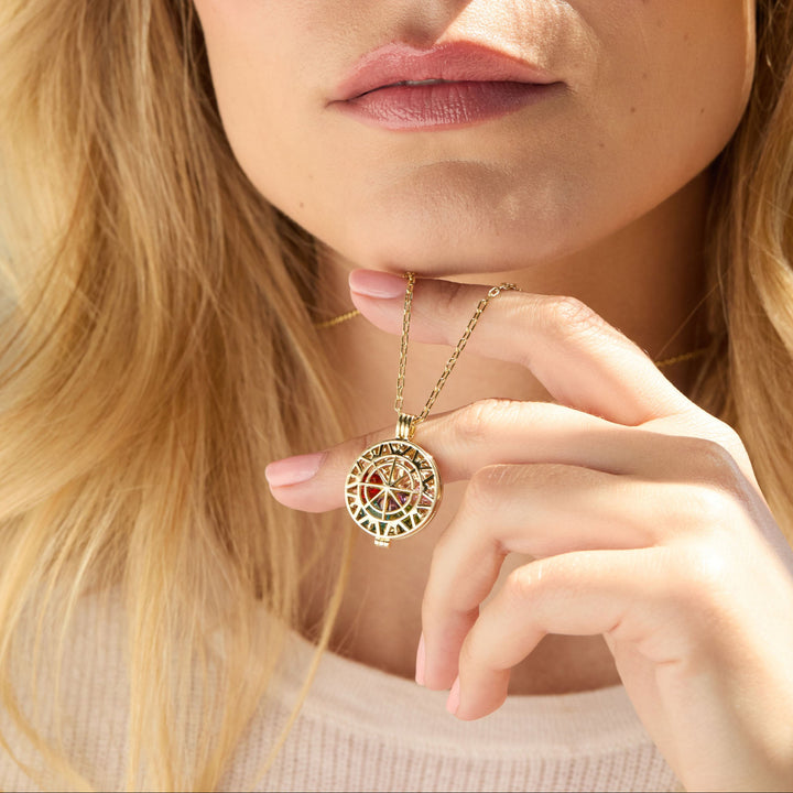 Custom Compass Birthstone Locket