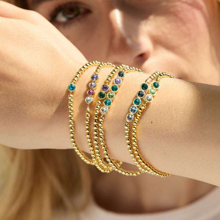Custom Bezel Set Birthstone Bead Bracelet