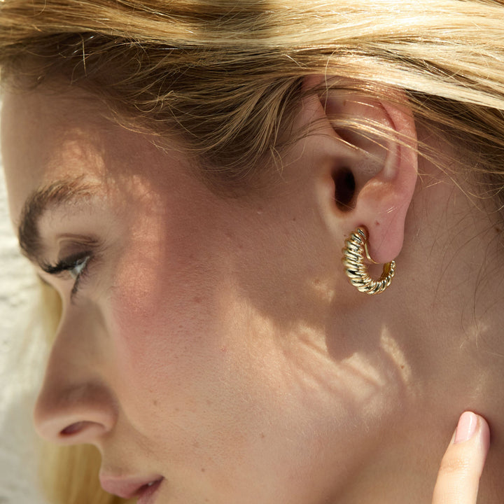 Waterproof Texture Hoop Clip On Earrings