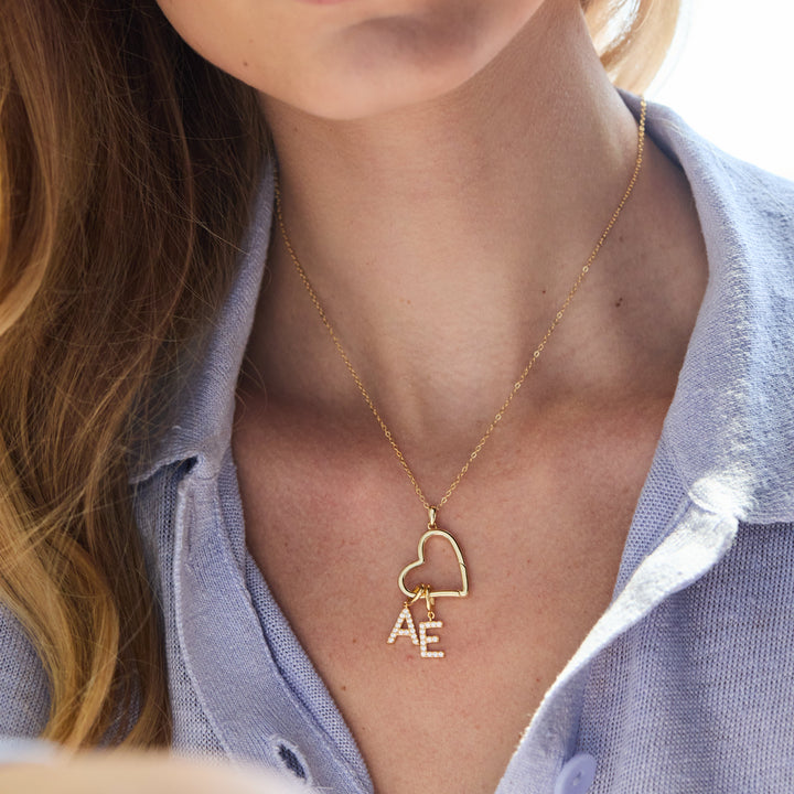 Custom Initial Open Heart Necklace