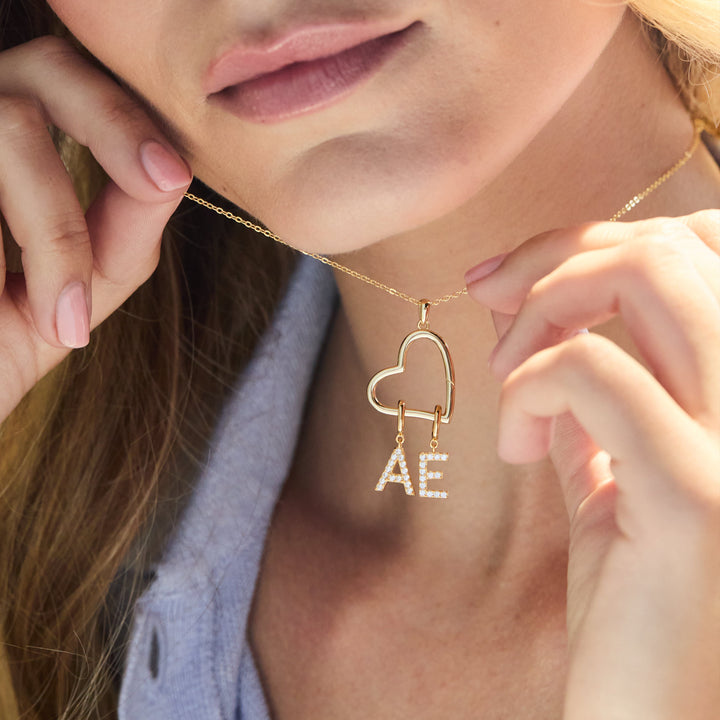 Custom Initial Open Heart Necklace