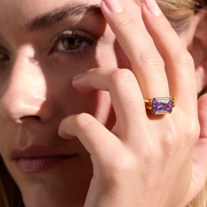 Gold Vermeil Emerald Cut Birthstone Ring