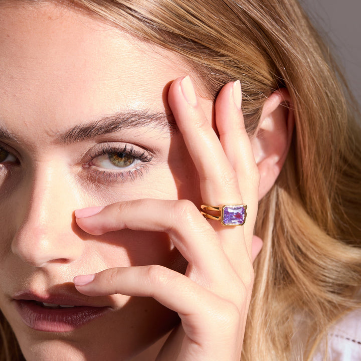 Gold Vermeil Emerald Cut Birthstone Ring