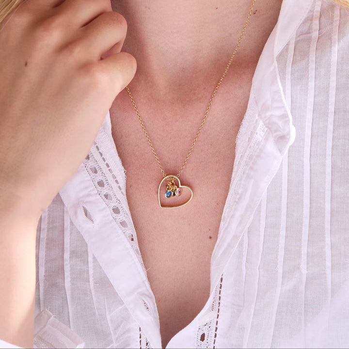 Custom Heart Birthstone Charm Pendant
