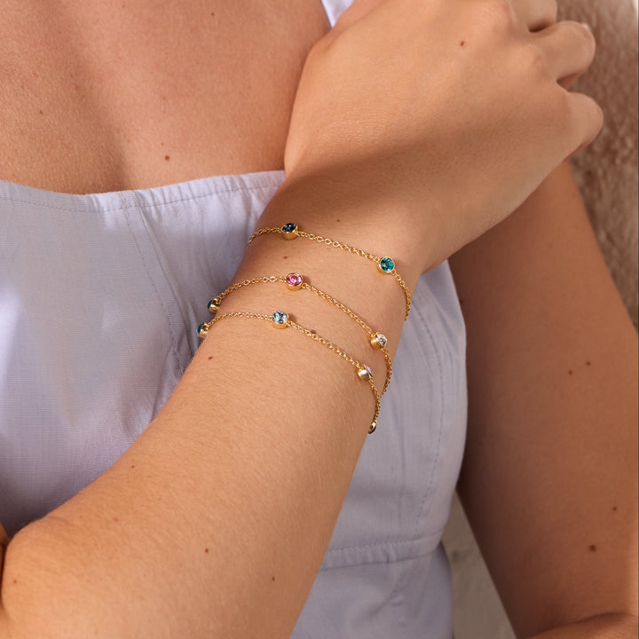 Custom Floating Bezel Set Birthstone Bracelet