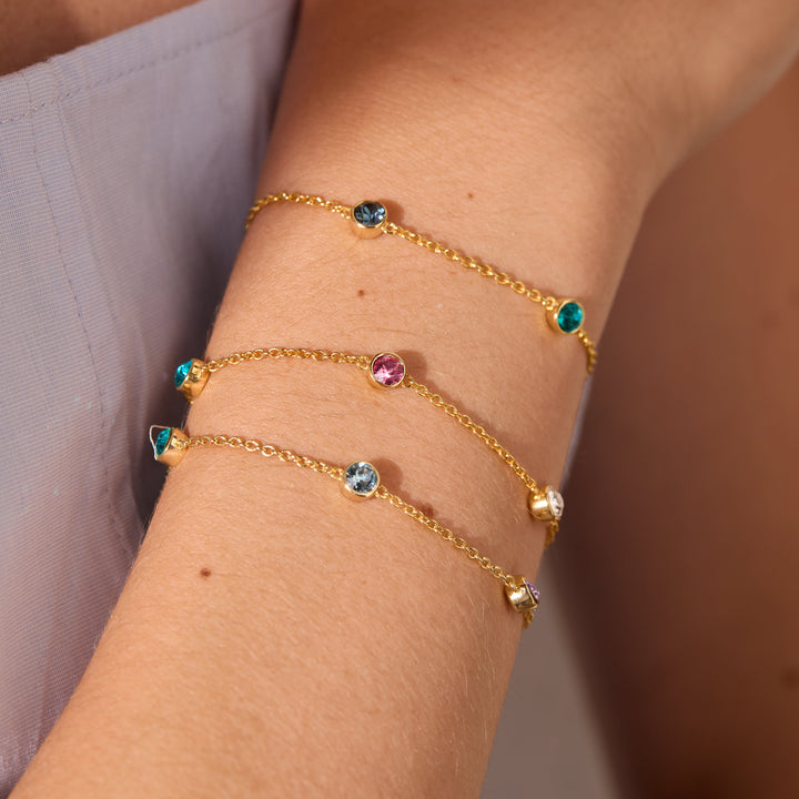 Custom Floating Bezel Set Birthstone Bracelet