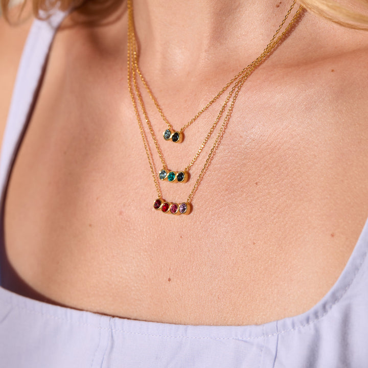 Custom Birthstone Bezel Set Necklace