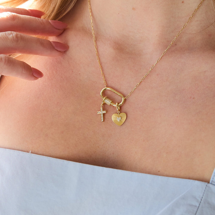Carabiner Cross Charm Necklace
