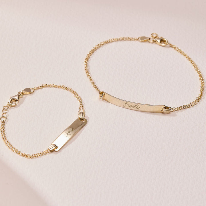 Mom &amp; Baby Engravable Name Bracelet Set