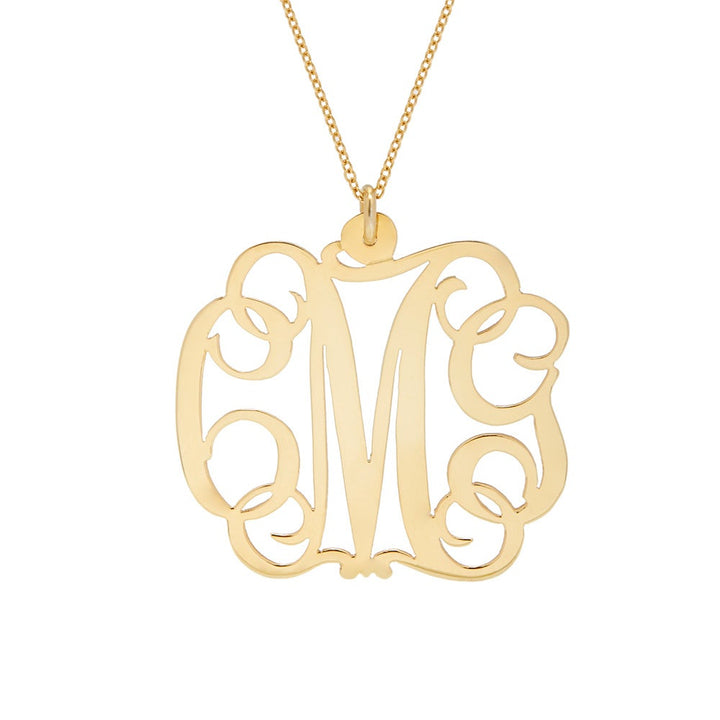 14K Solid Gold Fancy Script Monogram