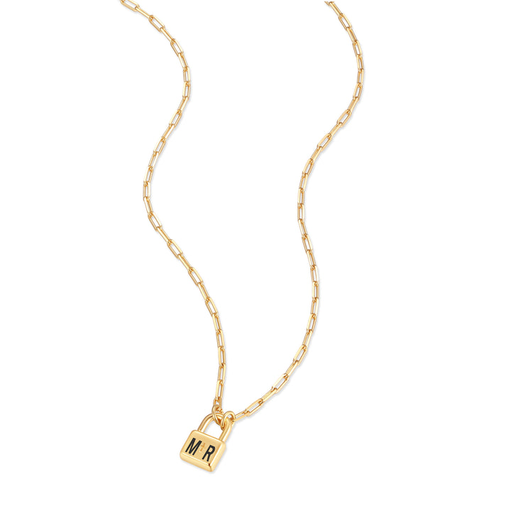 Engravable Couple Initial Padlock Necklace