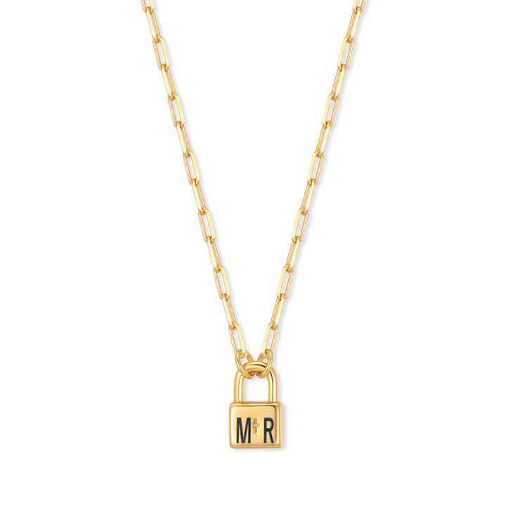 Engravable Couple Initial Padlock Necklace