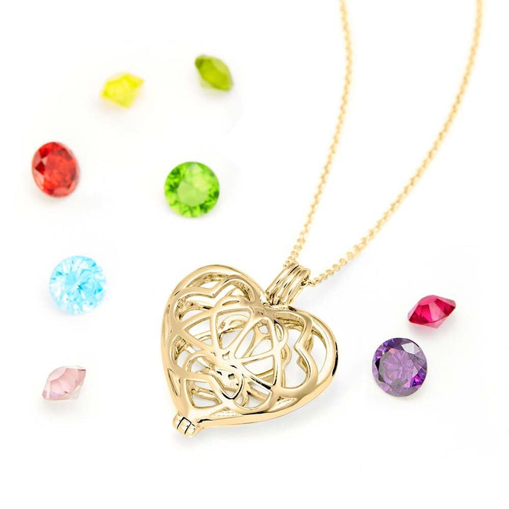 Gold Interlocking Hearts 6mm Round Birthstone Locket