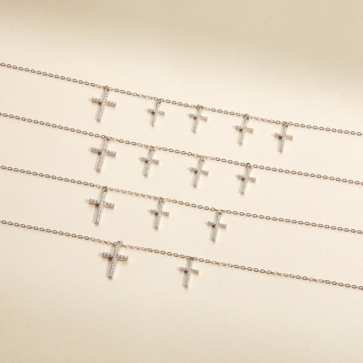 Custom CZ Cross Station Necklace