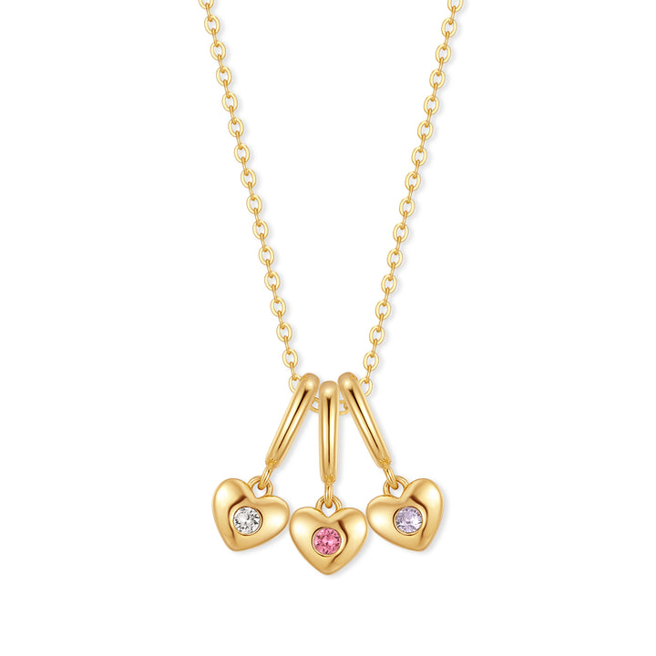 Custom Heart Birthstone Charm Necklace