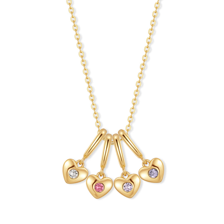 Custom Heart Birthstone Charm Necklace