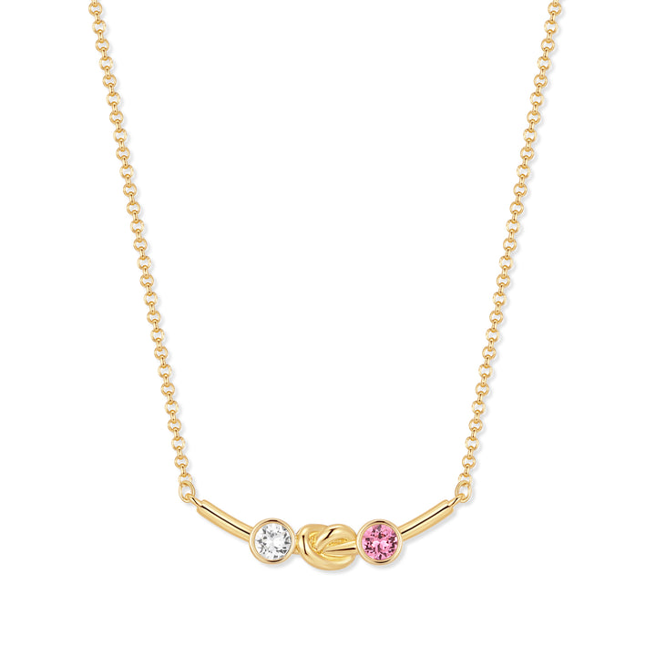 Custom Love Knot Birthstone Necklace