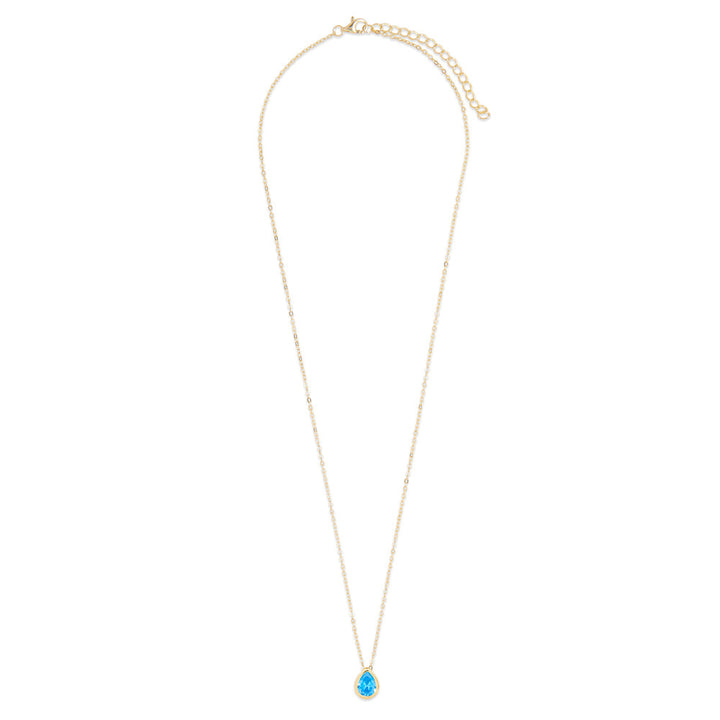 Gold Plated December Pear Cut Bezel Birthstone Necklace