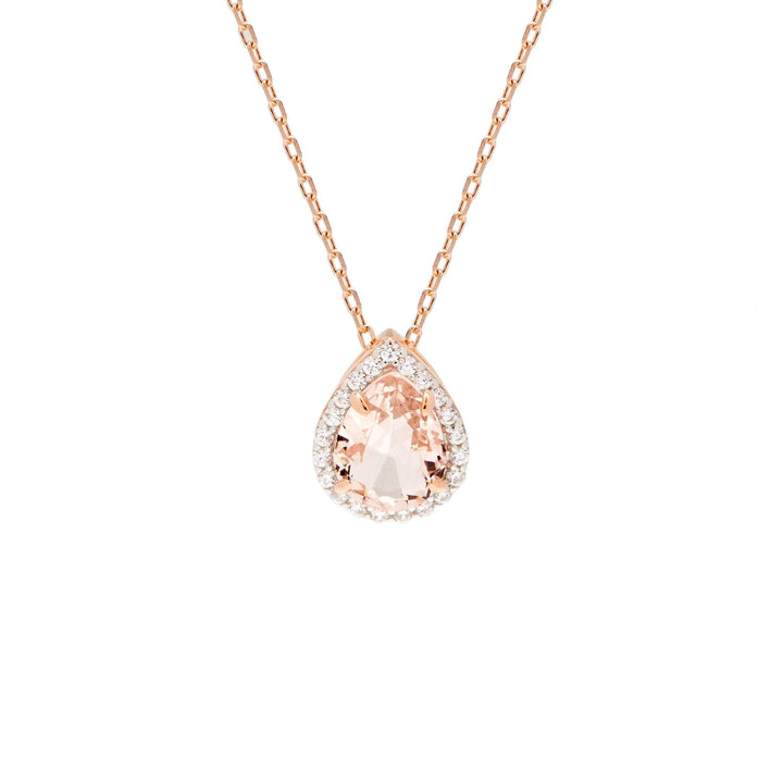 Morganite Pear Cut Rose Gold Necklace