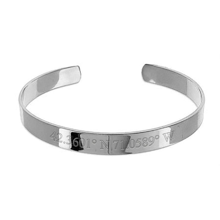 Custom Coordinate Stainless Steel Cuff Bracelet