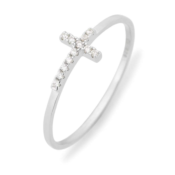 Petite CZ Sideways Cross Ring