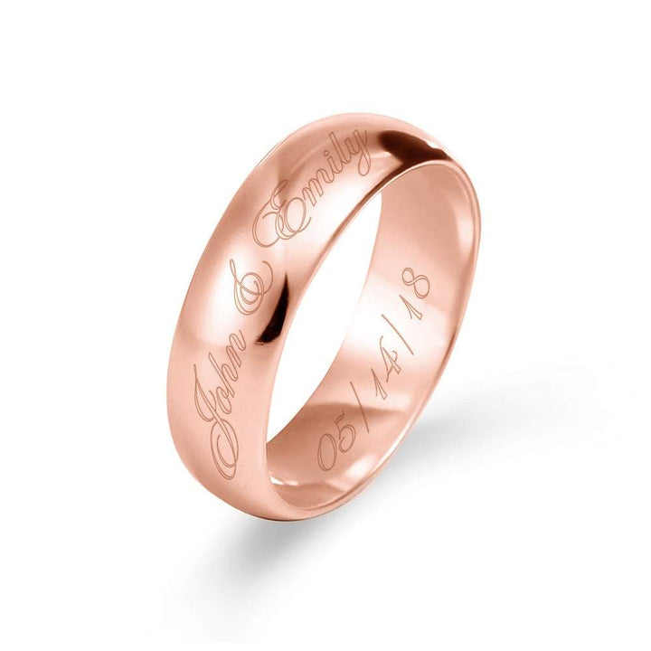 Engraved Couples 6mm Rose Gold Message Ring