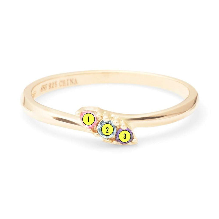 Petite 3 Stone Birthstone Gold Ring