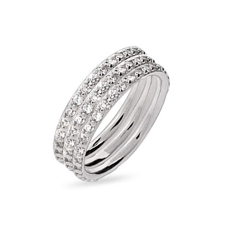 Sterling Silver Triple Stackable CZ Ring Set