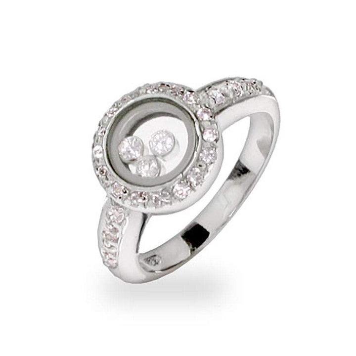 Designer Inspired Floating CZs Sterling Silver Circle Ring