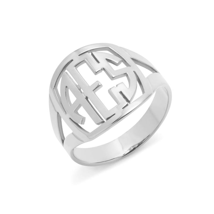 Sterling Silver Block Monogram Ring