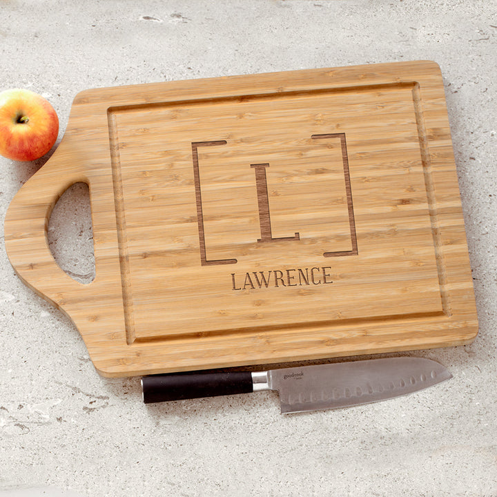 Family Name with Initial Personalized Bamboo Cutting Board