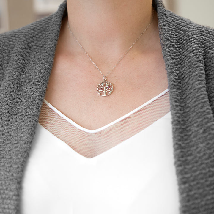 4 Stone Sparkling Crystal Family Tree Pendant