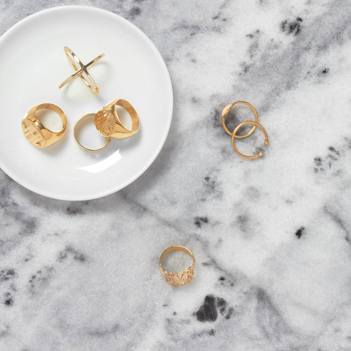 Block Monogram Octagon Gold Signet Ring
