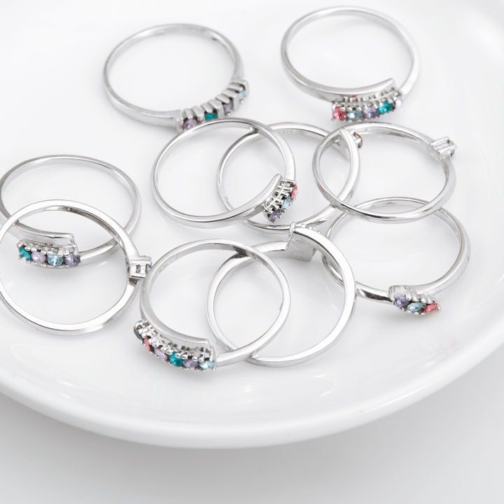 4 Stone Birthstone Silver Eternity Ring