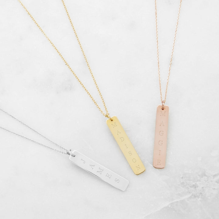 Vertical Name Bar Pendant in Sterling Silver