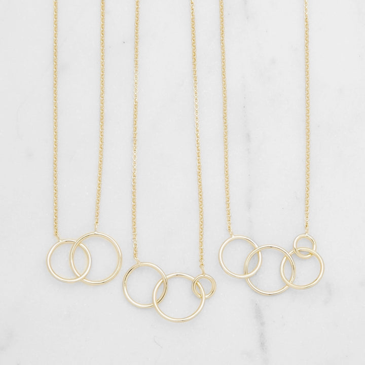 Two Generation Gold Eternity Interlocking Circle Necklace