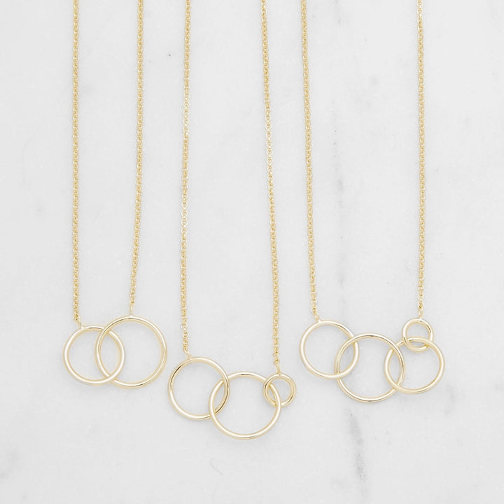 Three Generation Gold Eternity Interlocking Circle Necklace