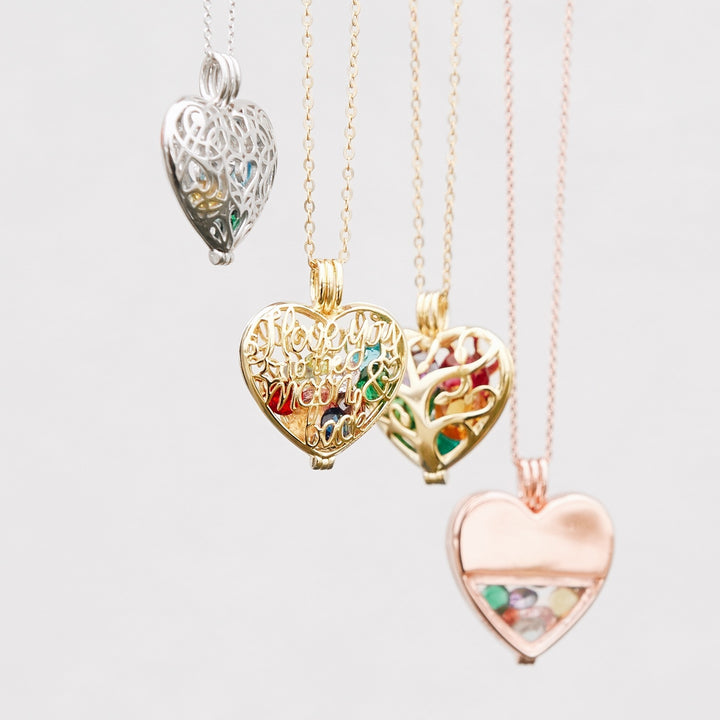 Filigree Heart Silver 4mm Round Birthstone Locket