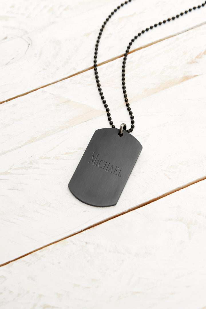 Black Plated Large Stainless Steel Dog Tag