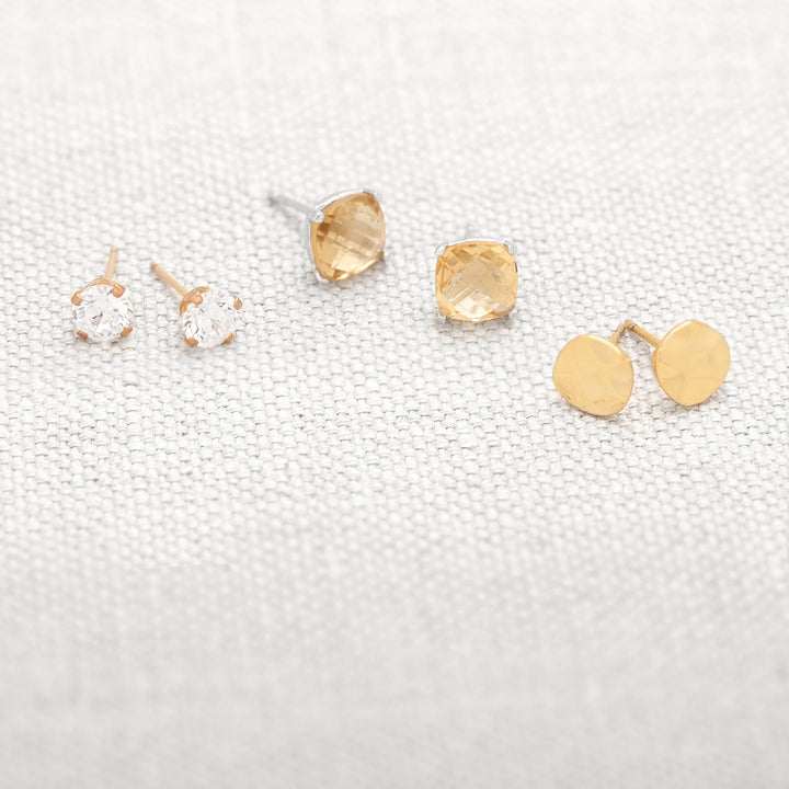 Mens 14K Gold Filled Round CZ 6mm Stud Earrings