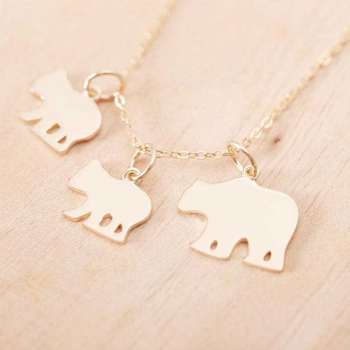 Custom Mama and Baby Bear Gold Necklace
