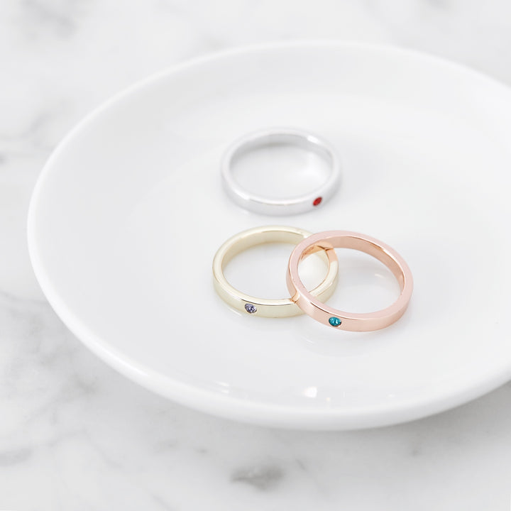 Custom Birthstone Gold Stacking Name Ring