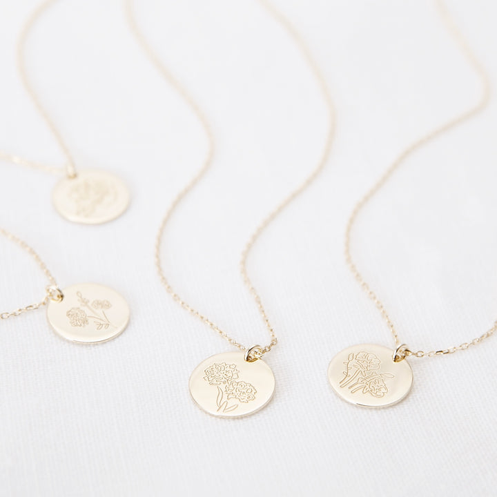 Gold August Flower Pendant - Poppy